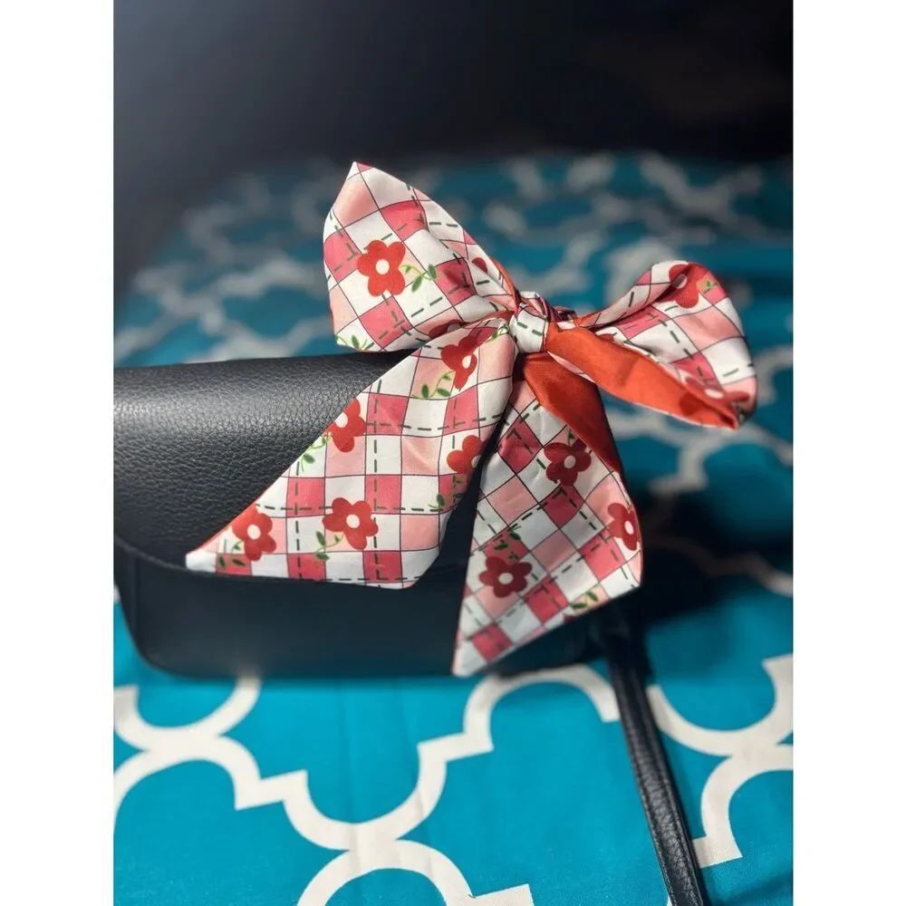 New Women's Floral Scarf Tie Twilly Purse Bag 2.5” x 35” Motivational Quote